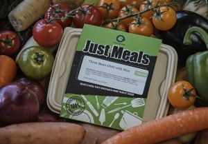 Food Works Just Meal - vegetarian, eco friendly, zero waste frozen ready meal made from surplus and locally grown ingredients.