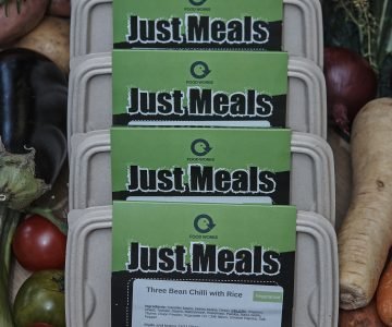 Food Works Just Meal - vegetarian, eco friendly, zero waste frozen ready meal made from surplus and locally grown ingredients.