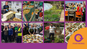 This image shows diverse groups of citizens working for a fairer more sustainable food system in Sheffield