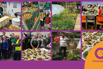 This image shows diverse groups of citizens working for a fairer more sustainable food system in Sheffield